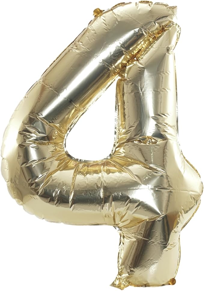 40 Inch Large Foil Helium Number Balloon Birthday Wedding Party 0-9 (Pale Gold, 4)