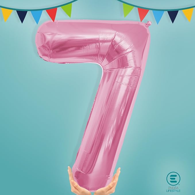 40 Inch Large Pink Number Celebration and Decoration Balloon for Birthday Parties, Graduations, Anniversaries, Weddings, Photo Shoots, Special Events - Helium Foil Mylar (Pink Number 7)