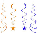 Star Party Hanging Swirls, 20 PCS, Blue Orange Foil Ceiling Party Favors for Wicked Decorations, Birthday,Babyshower,Graduation