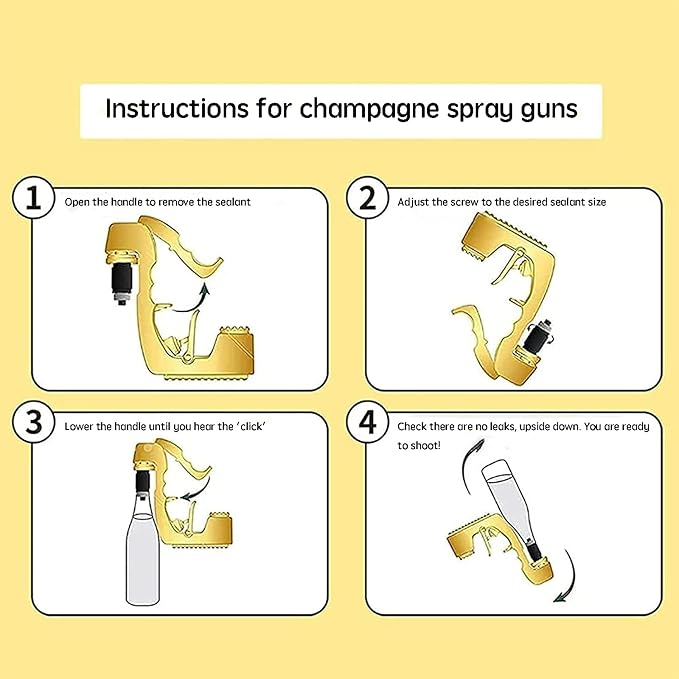 UPOFI Champagne Gun，Champagne Gun for Parties - Lightweight Plastic Sprayer with Adjustable rubber plug，Portable &Safe Beer Shooter for Birthdays, Weddings，Easy Clean & Reusable(Gold)