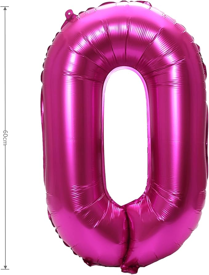 YPSelected 32 Inch Large Foil Helium Number Balloon Birthday Wedding Party 0-9 (Rose Red, 0)