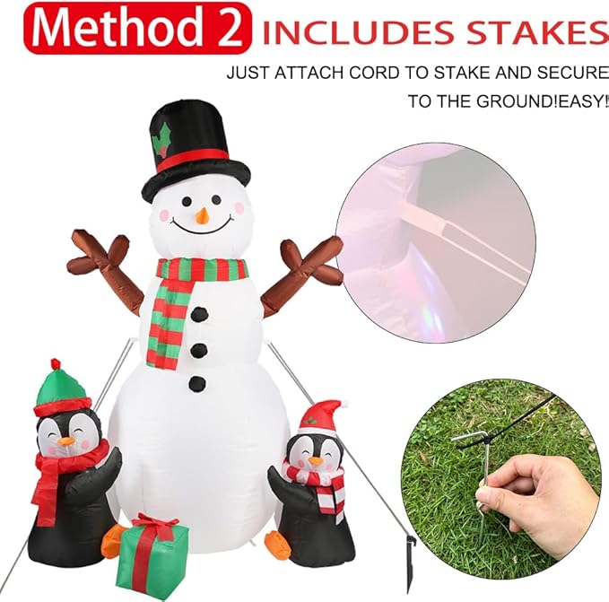 OurWarm 6ft Christmas Inflatables Christmas Decorations Outdoor, Inflatable Snowman Penguin Blow Up Yard Decorations with Rotating LED Lights for Indoor Outdoor Christmas Decorations Yard Garden Decor