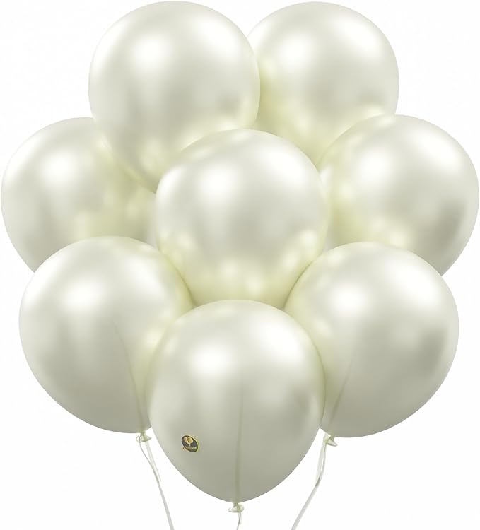 AFTERLOON® Biodegradable Balloons 24 pcs Pearlized White 12 Inch Pearl Color, Pearlescent Thickened Extra Strong Latex Helium Float, Colorful Bulk Color ballon Globos Para Decoration De Fiestas Kids