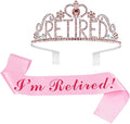 JETKONG Retirement Party Decorations Retired Tiara/Crown, Retired Sash for Women Retirement Gifts, Retirement Party Supplies, Gifts, Favors (Pink)