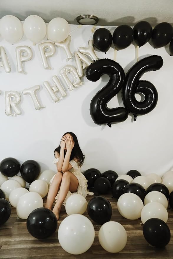Numbers Balloon 6, 40 Inch Foil Big Balloon for Men And Women, Black Balloons for 6, 16, 26, 60, 2026 Graduation, Birthday, Wedding Anniversary, Xmas, Thanksgiving Day, Party Supplies