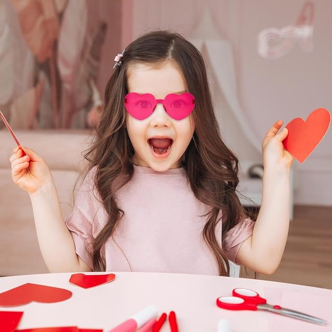 JOYIN 12 Packs Valentine's Day Plum Pink and Rose Red Heart Shaped Sunglasses, Classroom Exchange Gift for Kids, Classroom Holiday Prizes, Sunglasses for Women and Girl