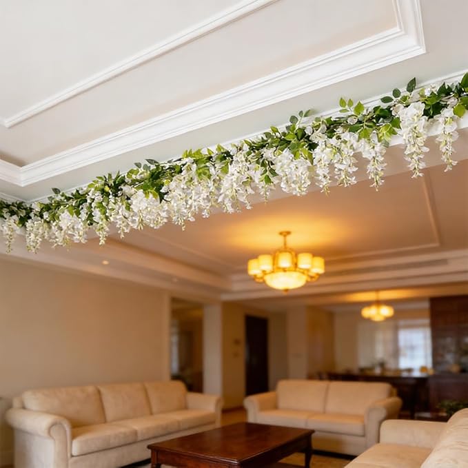 5 Pcs Wisteria Garland Artificial Flower Arch Floral Garland Decor Fake Hanging Flowers for Wedding Arch