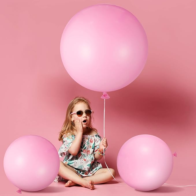 18 Pack 18/24 / 36 Inch Balloons Large Latex Giant Round Big Macaron Balloons for Wedding Birthday Party Baby Shower Decorations(Pink)