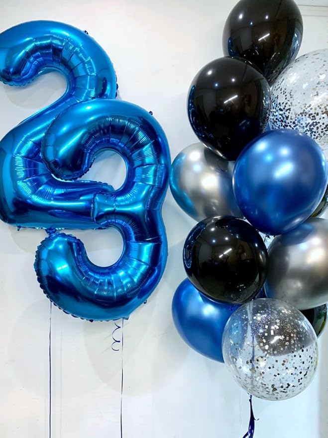 23 Number Balloons, Dark Blue Balloons for Man Woman 23th Birthday Decoration, Foil Number Ballon for 23, 32 Anniversary, Bridal Shower, Graduation, Halloween, Christmas, New Year