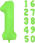 Fluorescent Green Number Balloon 40 inch Giant Foil Helium Balloons Green Number 1 Balloon for 1st Birthday Party Decorations