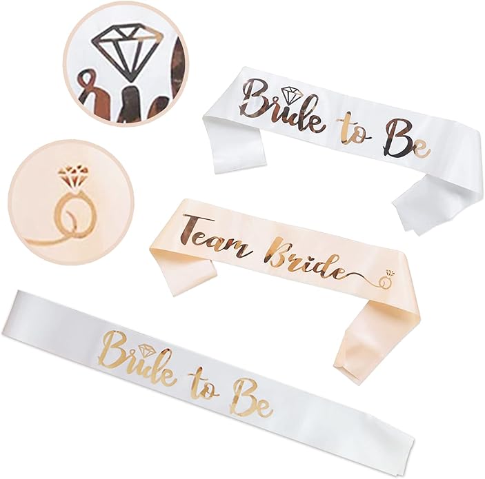 8 Pcs Bride to be Sash Veil Set Bachelorette Party Decorations 1 Bachelorette Veil, 1 Bride Sash and 6 Team Sashes
