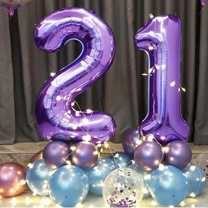40 Inch Purple Number 27 Digital Balloon,Jumbo Mylar Foil Helium Balloon for 27 Balloons for Birthday Party,Wedding Anniversary Party Decorations