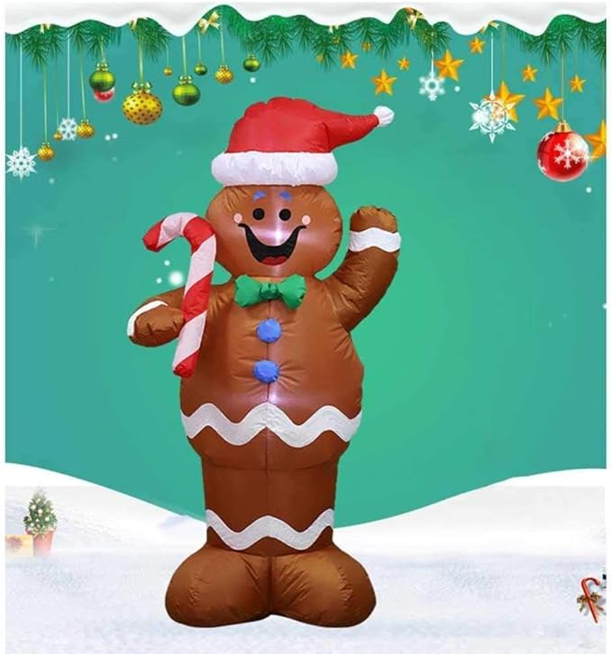 5ft Christmas Inflatable Gingerbread Man Decor Yard Indoor/Outdoor Inflatable Decoration for Christmas Party Porch/Yard/Garden/Lawn