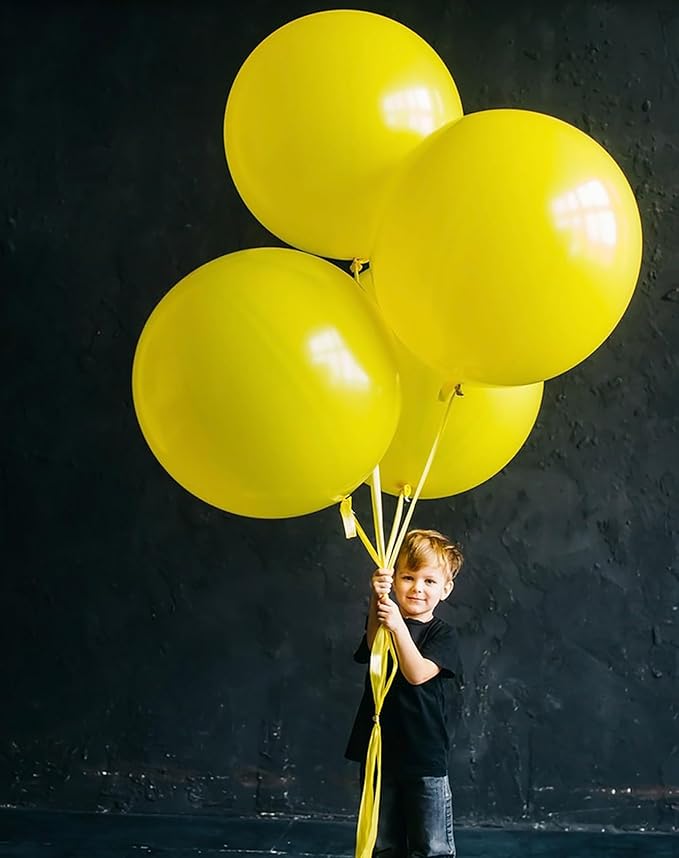 KALOR Yellow Giant Balloons 36 Inch Large Latex Balloons, 4 Pack Jumbo Round Helium Balloon for Birthday Bridal Shower Wedding Baby Shower Party Decorations