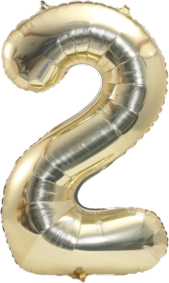 40 Inch Large Foil Helium Number Balloon Birthday Wedding Party 0-9 (Pale Gold, 2)