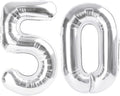 40 Inch Balloon 50 Number, Foil Silver 50th Birthday Party Decoration for Men & Women, Big Number Balloons Party Supplies for Engagement Wedding Anniversary