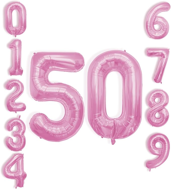 40 Inch Large Pink Number Celebration and Decoration Balloon for Birthday Parties, Graduations, Anniversaries, Weddings, Photo Shoots, Special Events - Helium Foil Mylar (Pink Number 50)