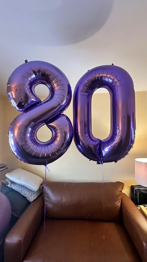 Purple Number Balloons for Birthday Party Decoration, 40 Inch Foil Number 0 Ballon for 0, 10, 20, 100, 2026 Celebration, Birthday, Baby Shower, Anniversary Decor