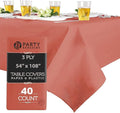 PARTY BARGAINS Disposable Table Covers, 54 x 108 Inch, Red, 3-Ply Paper & Plastic Spill-Resistant Party Tablecloths, 40 Pack