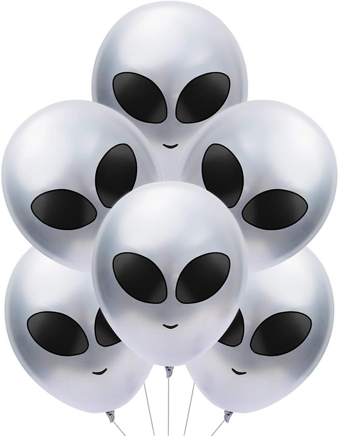 Whaline 65Pcs Alien Balloons Silver Alien Party Latex Balloons UFO balloons Outer Space Aliens Decorations for Birthday Party Baby Shower Supplies Home Backdrop Decorations