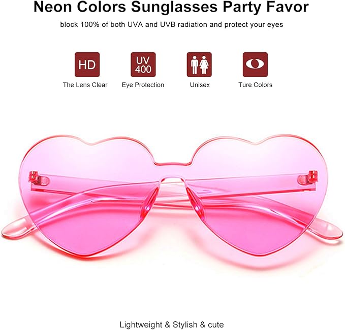 Heart Glasses Heart Shape Sunglasses for Valentine Mardi Gras Summer Women's Party Favor