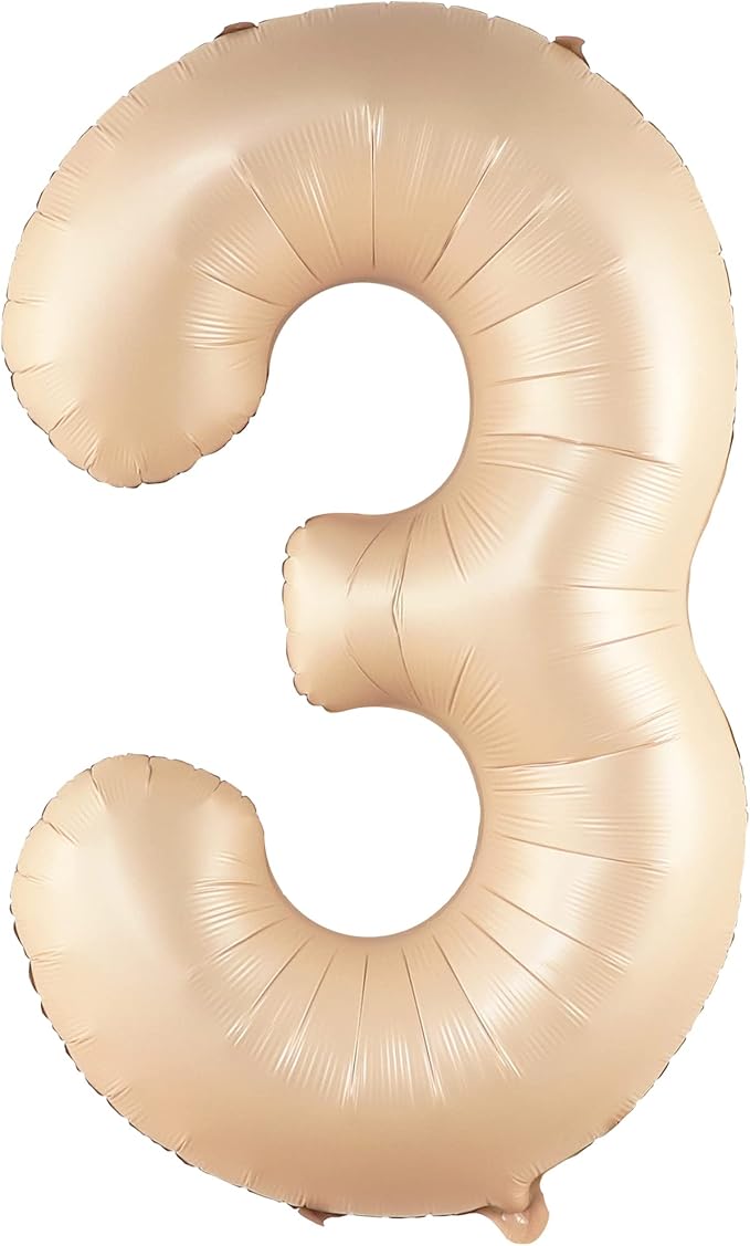 KatchOn, Giant, Number 3 Balloon Caramel - 40 Inch | Number Three Balloon, 3rd Birthday Party Decorations | 3rd Birthday decorations for Girls | Happy Anniversary decorations