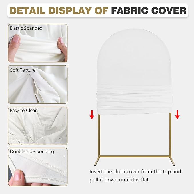 Arch Backdrop Stand and Cover Set, Metal Balloon Arch Backdrop 7.2ft, Gold Arched Stand Frame for Wedding, Parties,Birthday, Backdrop Decorations (White,7.2ft)