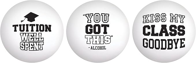 Amscan Bold Black & White Plastic Pong Balls - 1.5" (Pack of 6) - Premium Material, Unique Decoration - Perfect for Graduation Day Parties & Events