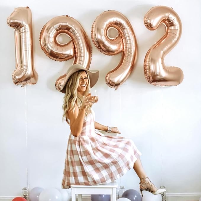 80th Birthday Balloons Rose Gold for Women, 40 Inch Giant Mylar Foil Number 80 Balloons Self Inflating, Rose Gold Digit 8 & 0 Helium Balloons for 80th Anniversary Party Decorations Supplies
