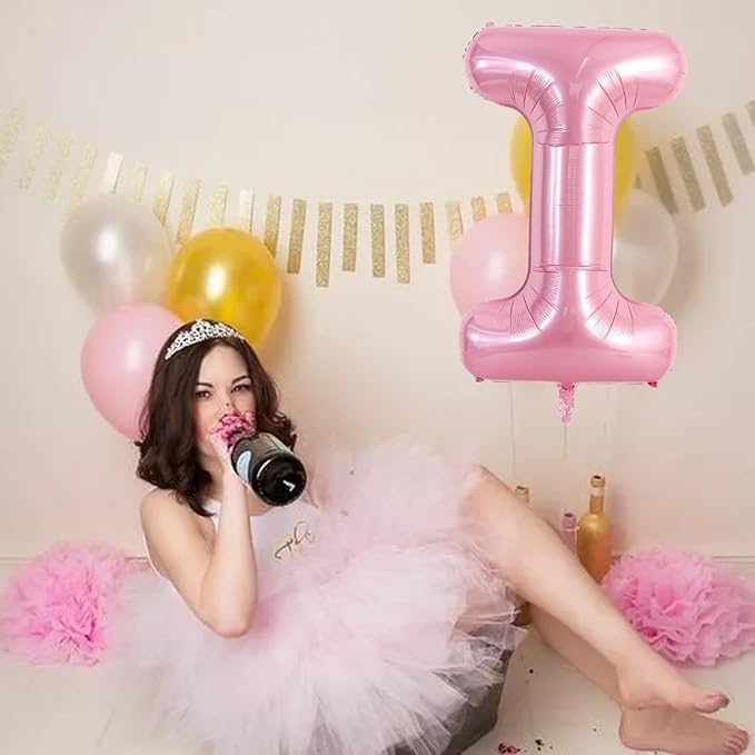 TONIFUL 40 Inch Large Pink Letter I Balloons Giant Foil Mylar Alphabet Balloon for Birthday Party Anniversary Baby Shower Wedding Supplies Decorations