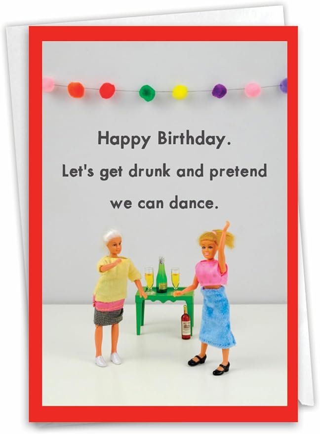 NobleWorks - 1 Funny Happy Birthday Notecard - Humor Greeting Card with Envelope - Pretend to Dance C3341BDG