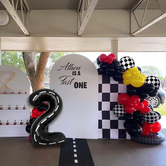 134pcs Balloons Race Car Birthday Party Supplies Decorations for Boys - Racing car Theme Party Supplies Happy Birthday Racecar Number Balloons Garland Kit Vroom Birthday Party Decorations
