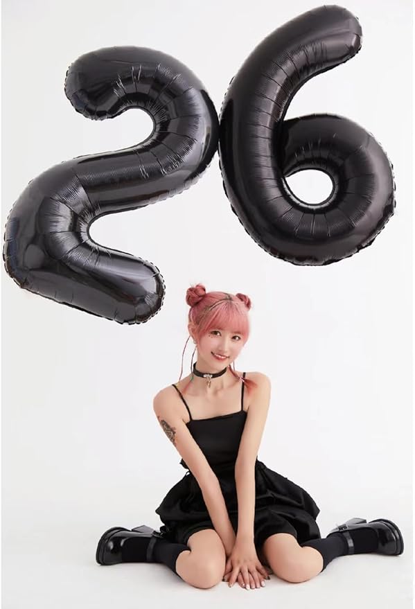 Black 2026 Number Balloons, 26 Balloon Number 40 Inch for Men & Women, Foil Balloon for 2 20 26 22 Birthday, 2026 New Year Eve Party Supplies, Graduation Decorations