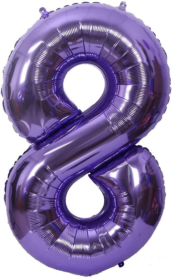40 Inch Large Foil Helium Number Balloon Birthday Wedding Party 0-9 (Purple, 8)