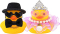 wonuu Pair Set of 2 Bride and Groom Rubber Ducks for Wedding Favors, Party Favors, Ceremony Gift Set, Marriage Souvenir, Marry Blessings, Aniversary Present, Purple Dress&Soft Top Hat