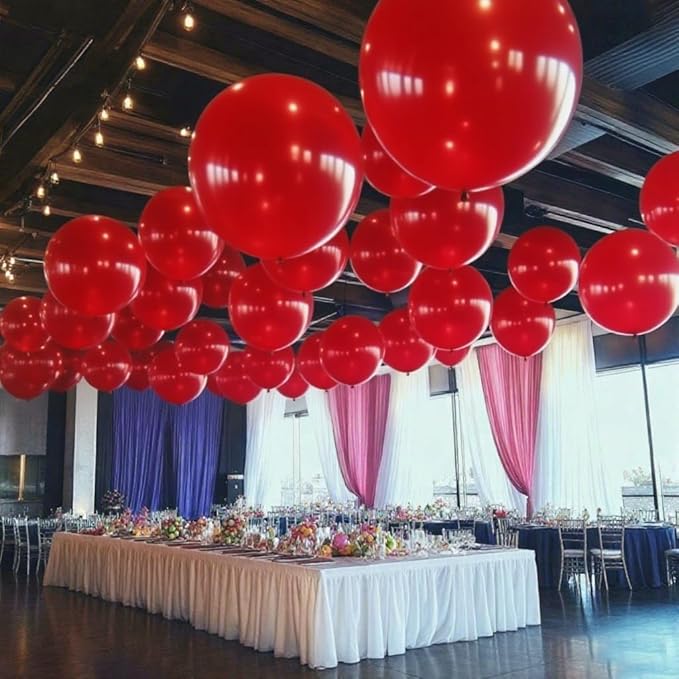 50 Pcs Red Balloons Kit 18 24 36 Multi Sizes Giant Balloon, Use for Pool Party Birthdays, Weddings, Events Party Decoration Supplies