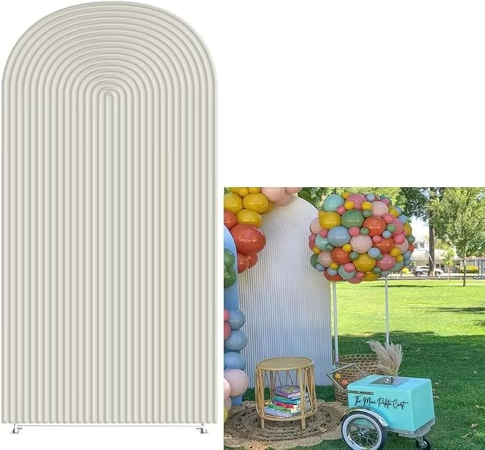 HUAYI Beige Ripples Pattern Arch Backdrop Cover for Birthday Party Wedding Baby Shower Decorations Chiara Backdrops Arched Wall Frame Stands Covers Props GP-455 3ft * 5ft