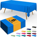 Smiry Disposable Table Cloth - 6 Pack, 54 x 108 Inch Waterproof Rectangle Tablecloths for Parties, Decorative Plastic Table Cover, Leakproof & Sturdy, Blue