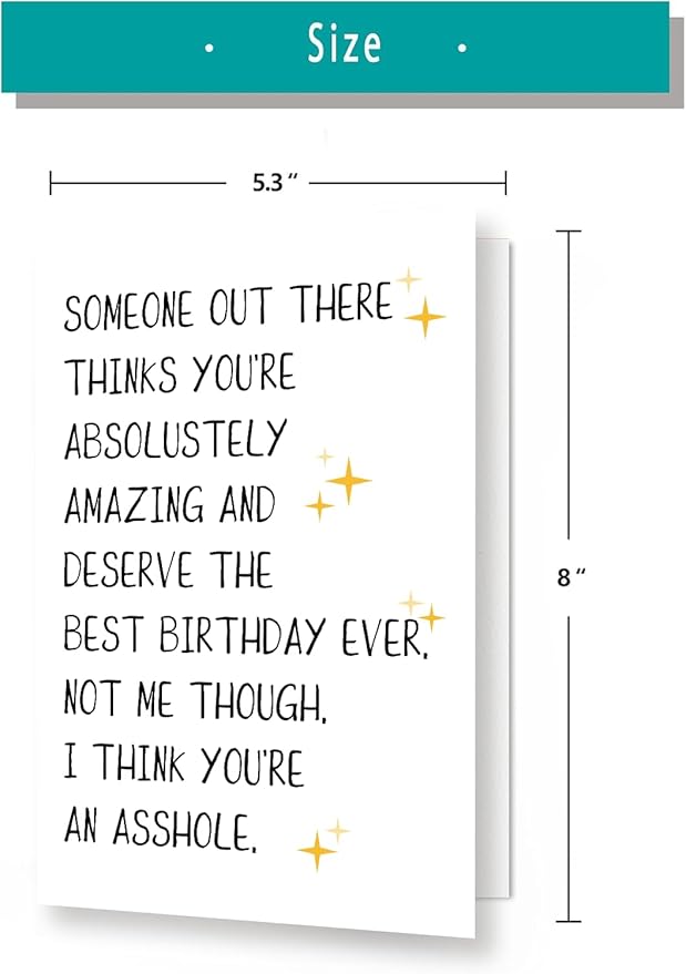 Funny Birthday Card for Men Women, Hilarious Birthday Gifts for Family Friends Coworkers, Cheeky Bday card for Him Her, Black Humor Birthday Card