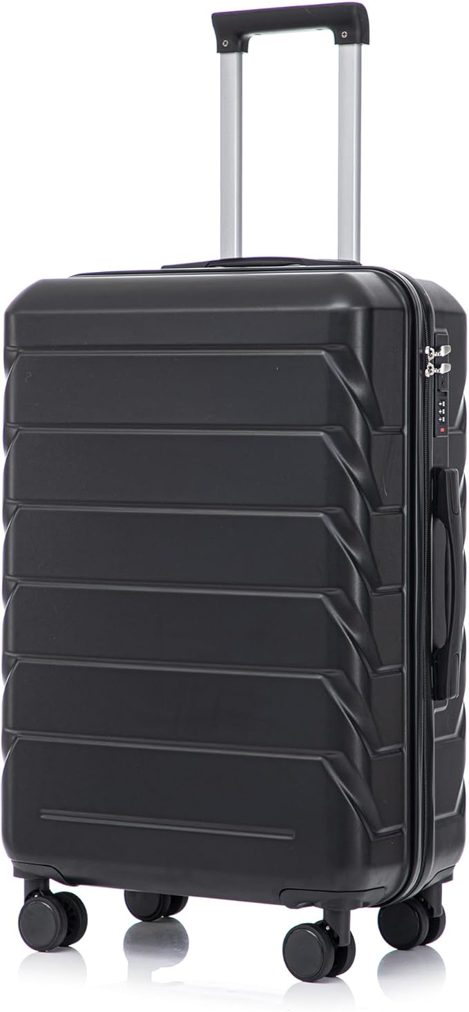 28 Inch ABS Hard Shell Large Luggage With Combination Lock and Side Hooks, Black