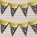 Navy Blue and Regal Gold Damask Personalized Birthday Party Bunting - Hanging Party Decoration - Birthday Party Banner Garland | Decorative Party Supplies