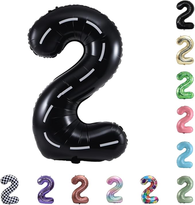 40 Inch Large Foil Helium Number Balloon Birthday Wedding Party 0-9 (Racetrack, 2)