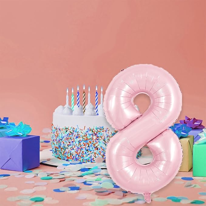 TONIFUL 40 Inch Pastel Pink Number 8 Balloon Balloon Big Pink Digital 8 Balloon for Girl's Birthday Party Wedding Bridal Shower Engagement Anniversary Photo Shoot Supplies