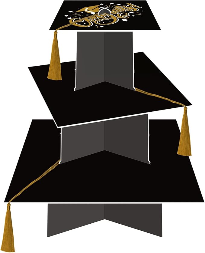KALEFO Graduation Decorations 2026 Graduation Cap Cupcake Stand with Tassel Grad Party Supplies Graduation Party Favors Table Decor (Gold)