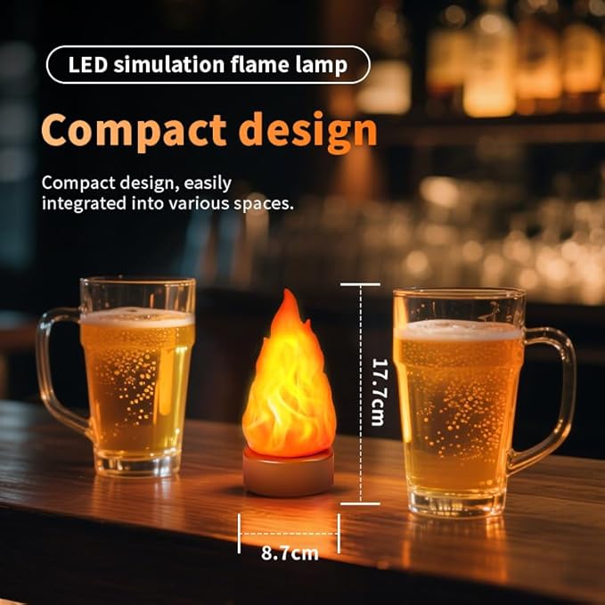 Rechargeable 3D Flame Light with 3 Modes: Long-Lasting, Flickering, and timed Realistic Flame Effects, Suitable for Indoor/Outdoor Halloween, Christmas, Camping, and Home Decoration