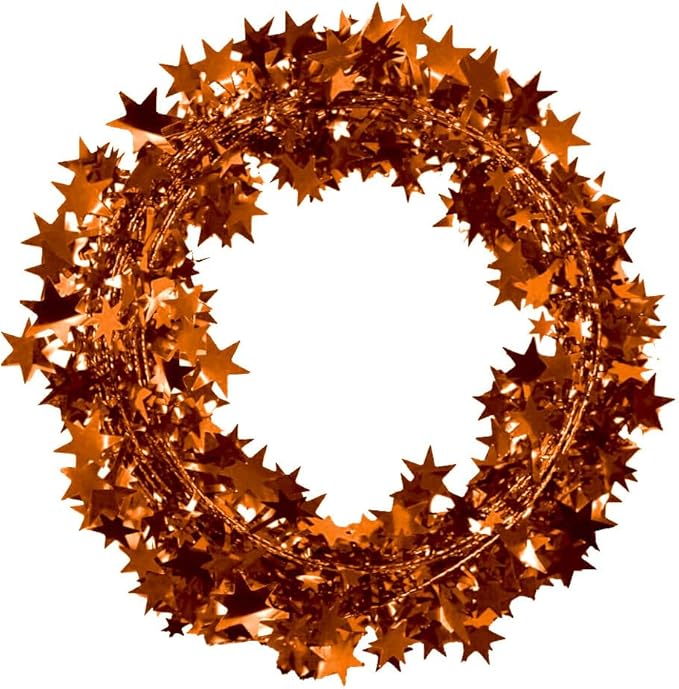 PMU 25 Ft Star Wire Shiny Garland Orange - Halloween, Christmas Party, Wedding, Birthday, Festive Home Decoration Ornament Orange