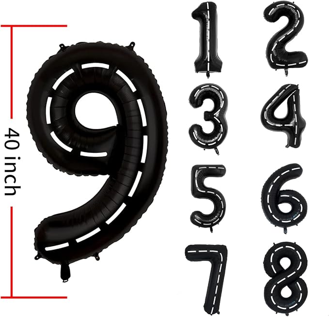 134pcs Race Car Balloon Birthday Party Supplies Decorations for Boys - Racing car Theme Party Supplies Happy Birthday Racecar Number Balloons Garland Kit Birthday Party (Single Number, 9)