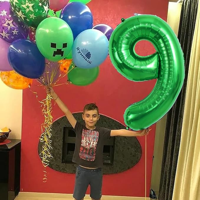 TONIFUL 40 Inch Dark Green Large Numbers Balloon 0-9 Birthday Party Decorations,Foil Mylar Big Number 9 Balloon Digital 9 for Birthday Party,Wedding, Bridal Shower Engagement Photo Shoot, Anniversary