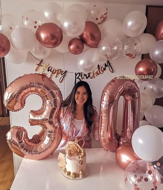 Numbers Balloon 40 Inch, 3 Year Old Birthday Decorations Girl, Rose Gold Number 3 Ballon for 3, 13, 23, 30 Celebration, Boy and Girl Birthday, Wedding, Anniversary Decor