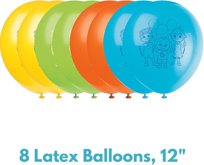 Cocomelon Balloons - Cocomelon Birthday Decorations - Bundle with 8 Latex and 1 Foil Balloons, Checklist - Party Supplies for 1st or 2nd Birthday